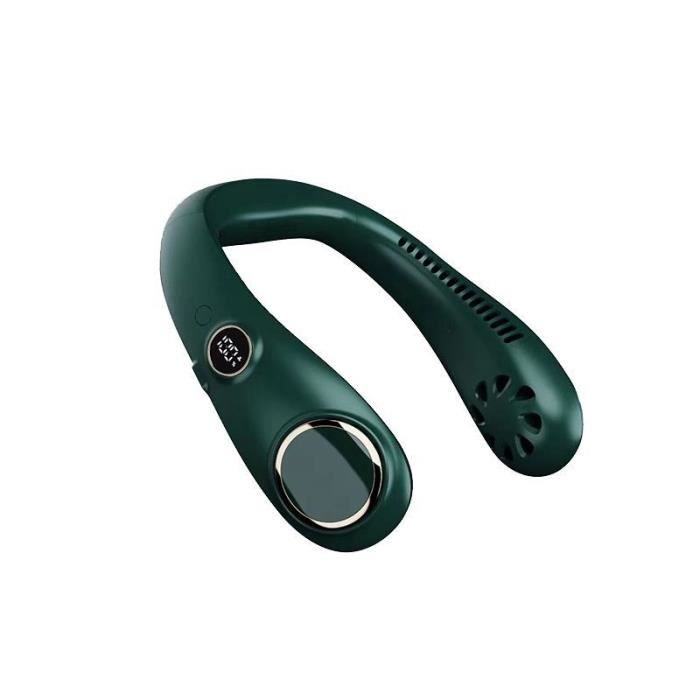 Ventilateur de Cou Portable - JOULLI - Sans Feuilles - USB Rechargeable - 3000 mAh - Vert B - Joulli