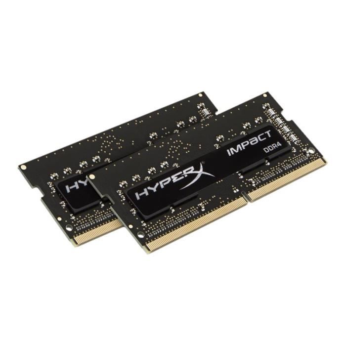 Vente Memoire PC HyperX Impact DDR4 16 Go: 2 x 8 Go SO DIMM 260 broches 2933 MHz - PC4-23400 CL17 1.2 V mémoire sans tampon non ECC pas cher