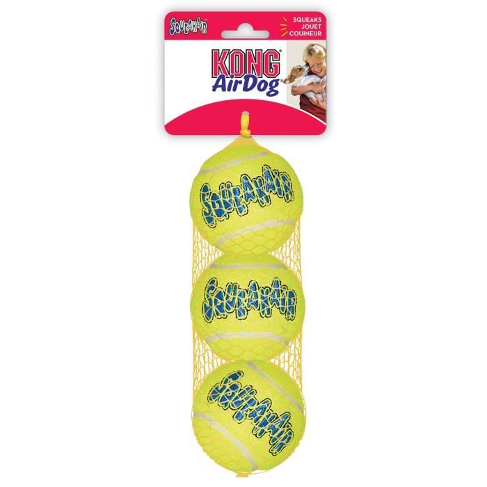 KONG Lot de 3 balles de tennis Air Squeaker M - Pour chien