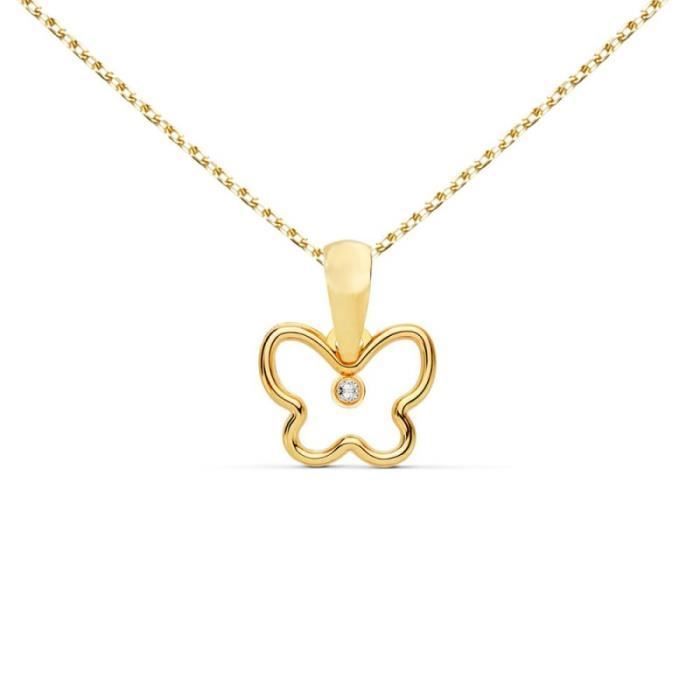 Pendentif En Or Jaune 18 Carats - Forme Cœur, Pierre Blanche, Occasion En Super état - Fabriqué En France