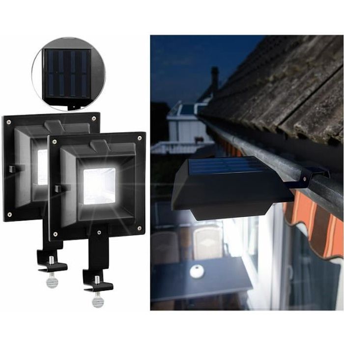 Lampes solaires pour clôture et gouttière - LUNARTEC - 6 LED SMD - Énergie solaire - Noir - Contemporain