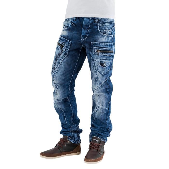Cipo & Baxx Jeans Regular Straight Fit Contrasterende broek voor heren, C-0688 Blauw, 33W x 34L