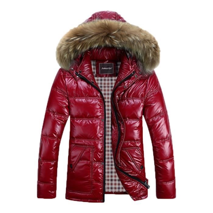 Doudoune fourrure rouge homme clearance