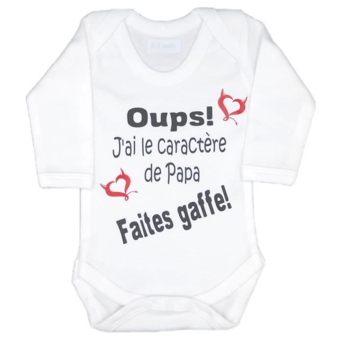 Body Bebe Humour Fille Ou Garcon Manches Longues Caractere De Papa Blanc Cdiscount Pret A Porter