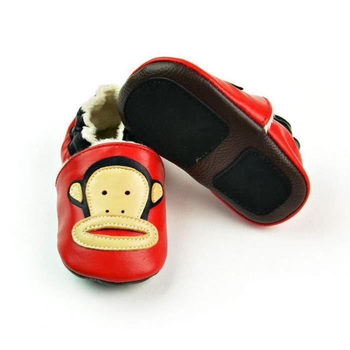 Chaussures Bebe Cuir Souple Chaussons Premiers Pas Respirant Pour Garcon Fille Nourrisson Efant Automne Hiver Bouche De Singe Rouge Rouge Cdiscount