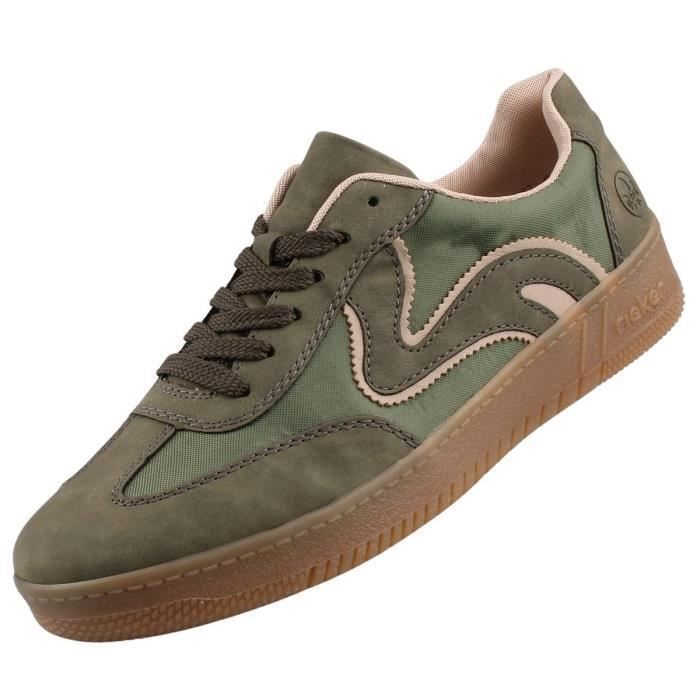 Rieker Baskets Femme - RIEKER - M5512-54 - Vert - Lacets - Plat