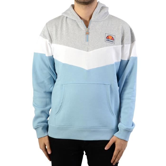 Sweat a Capuche Ellesse Heritage EH H HOODIE TRICOL ELLESSE Homme Manches longues Gris blanc Gris blanc Cdiscount Pret a Porter