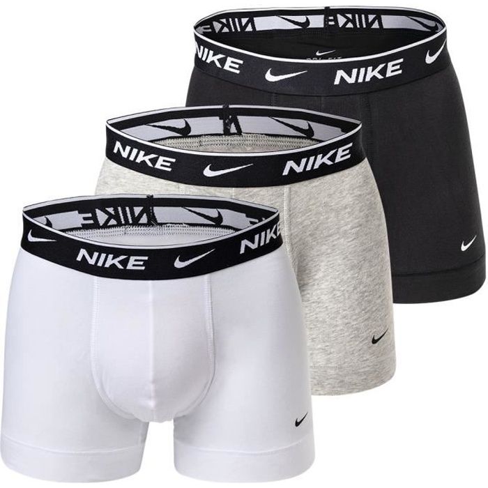 Nike Caleçon Homme - uni, Paquet de 3 Blanc/gris/noir - Cdiscount