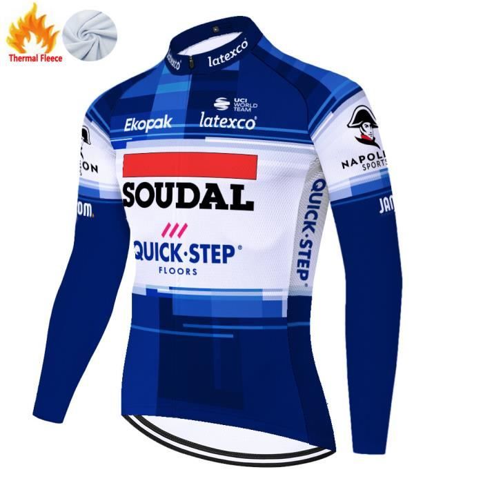 Maillot de cyclisme,vêtement de vélo thermique en polaire à manches