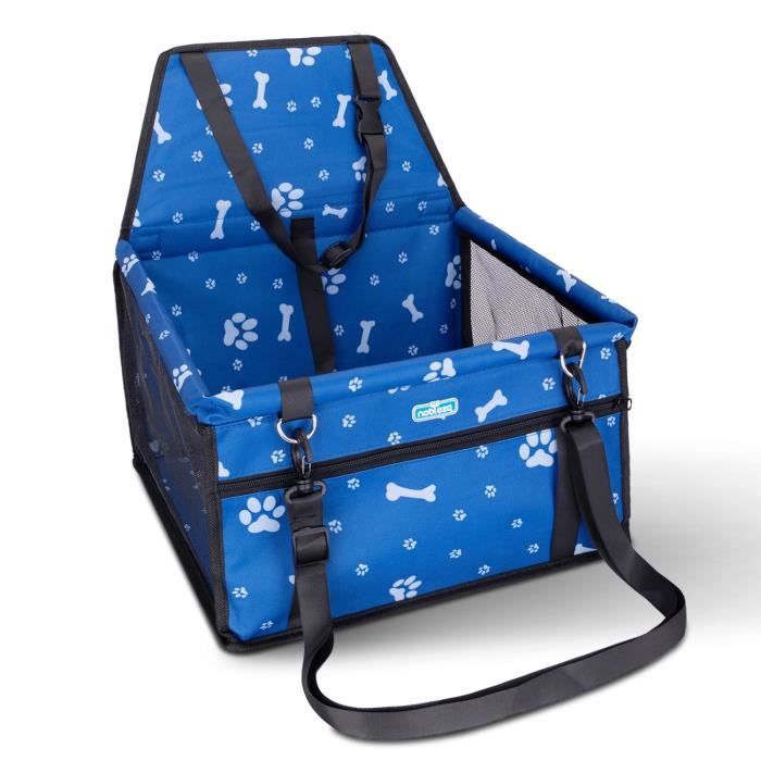 Nobleza - Siège auto pour chiens/chats avec sangles de sécurité. Sac de transport imperméable et durable. Bleu.
