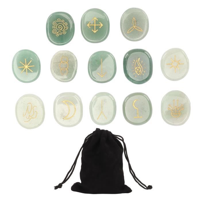 Pierres Runiques Nordiques En Bois – 14 Pièces Avec Sac Et Notice – Divination Méditation – Cadeau Sorcière