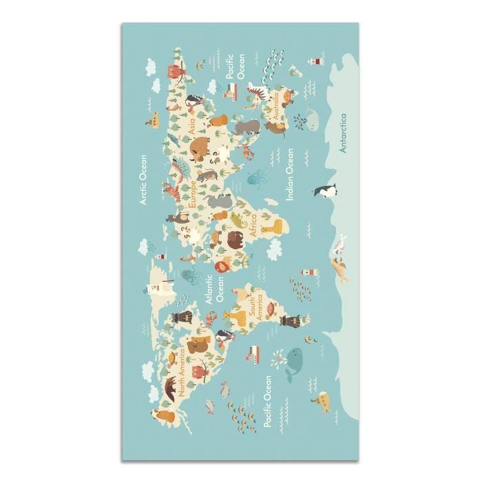 Panorama Tapis Du Sol Vinyle Dessins Animes De Carte Du Monde 1x170cm Tapis De Cuisine En Pvc Linoleum Vinyle Antiderapant Cdiscount Maison