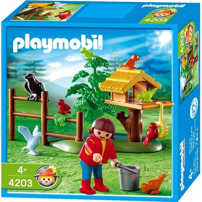 PLAYMOBIL - 4203 Enfant/Oiseaux/Nid - Vie forestière - 1 personnage - 1 nichoir - 1 anneau de graines