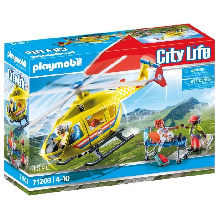 playmobil - 71203 - city action les secouristes - hélicoptère de secours - figurine - bleu - allemagne
