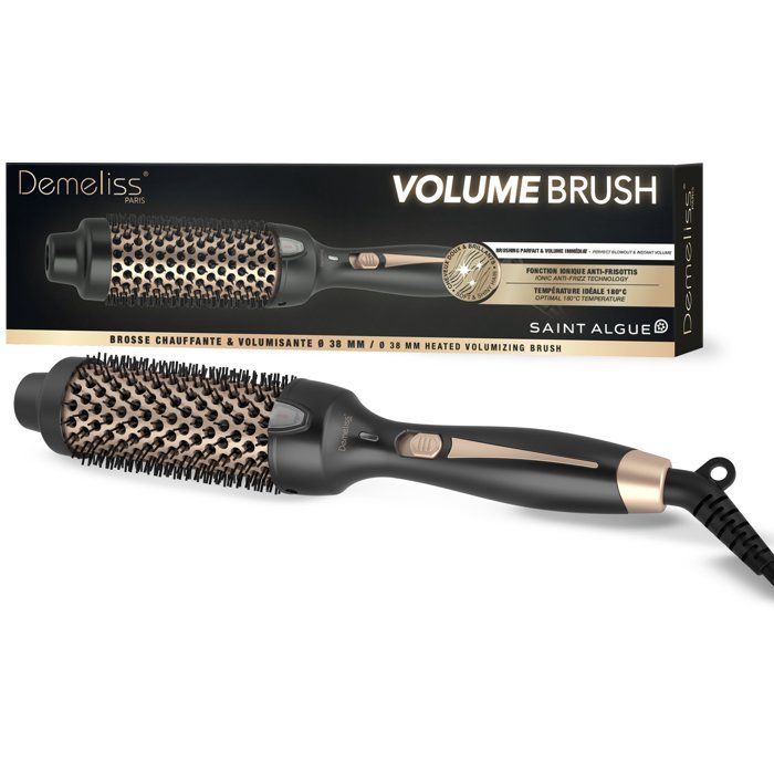 Brosse soufflante - - Demeliss Volume Brush - 52 W - Temp&eacute;rature unique - Noir / Or
