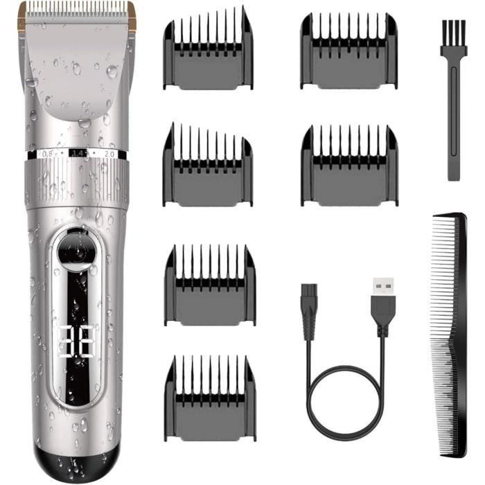 Tondeuse Professionnelle Rechargeable USB - Écran LCD - Pour Barbe, Corps Et Cheveux - Dorée