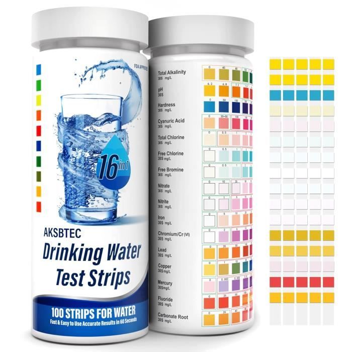 Testeur d'eau 16 en 1, 100 testeurs d'eau, bandelettes de test de — free download