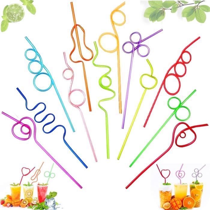 Pailles Réutilisables En Plastique - 12 Pièces Colorées Avec Brosse - Longueur 23 Cm - Pour Fêtes, Maison, Bar - 7