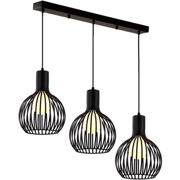 pendentif lampe plafond 3 tête suspendu lustre design simple et moderne e27 pour salle à manger cuisine (ampoule non incluse)