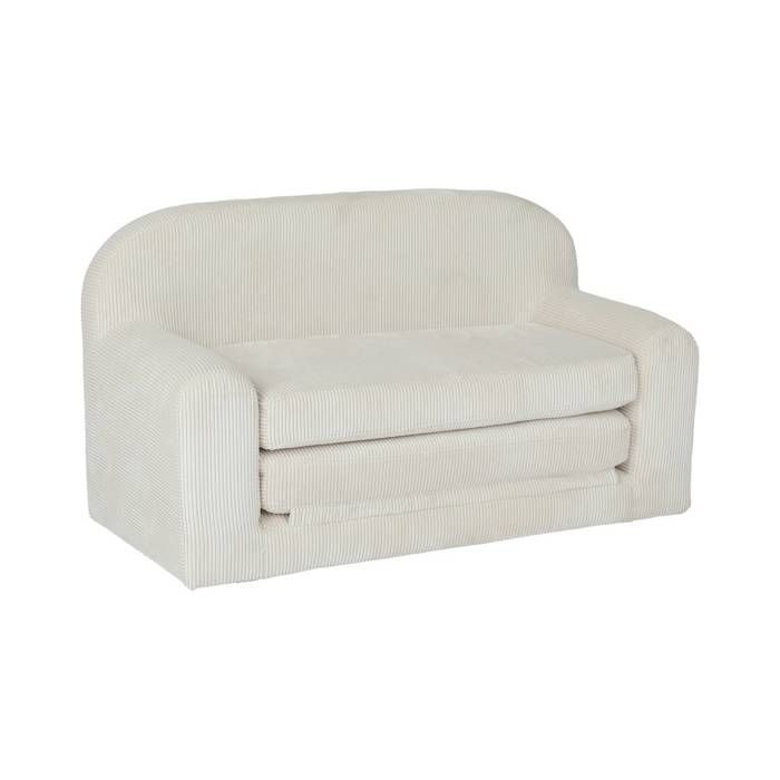 Canapé lit enfant en velours côtelé dépliable. couleur crème. L 90 x P 43 x H 51.5 cm Canapé lit enfant en velours côtelé dépliable. couleur crème. L 90 x P 43 x H 51.5 cm