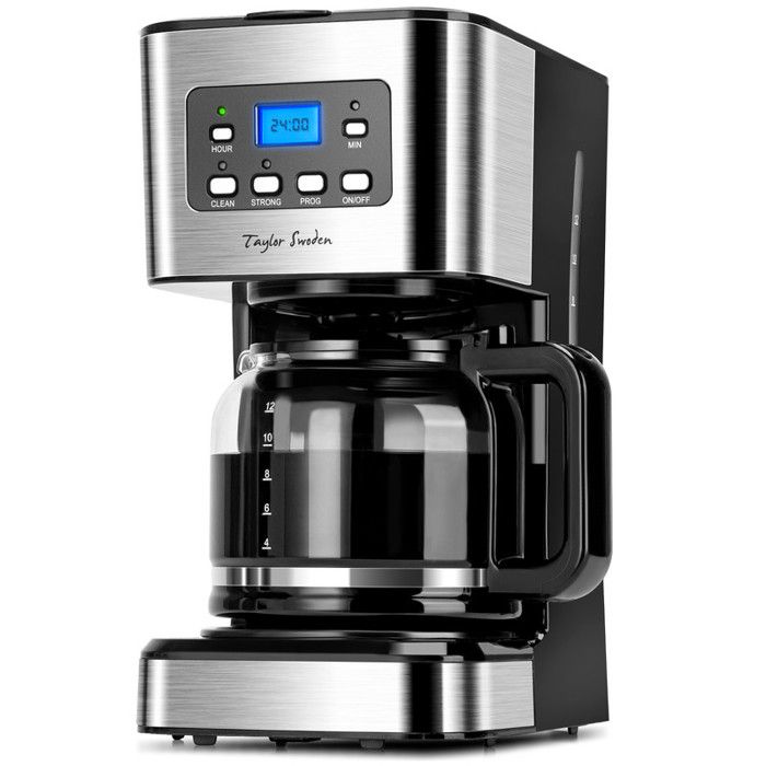 Taylor Swoden Cafetiere Filtre Programmable 24h Cafetiere Electrique 15L 12 tasses Machine a Cafe Maintien au Chaud
