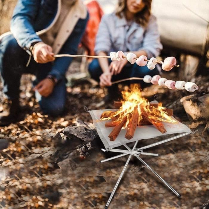 Trépied De Cuisson Pour Feu De Camp - Support De Poêle Portable En Acier Inoxydable, Pliable Pour Camping