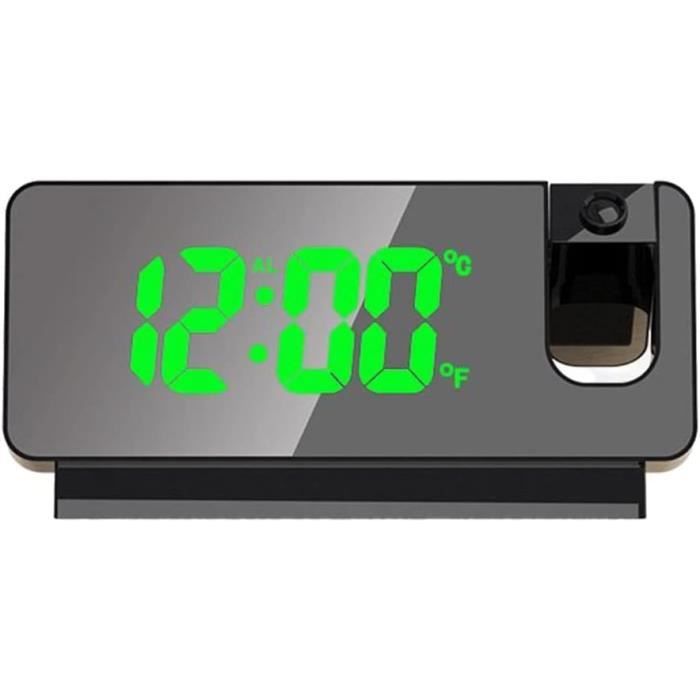 Réveil À Projection, 19,1 Cm Led Miroir Réveil De Chevet Avec Radio Fm, Projecteur À 180