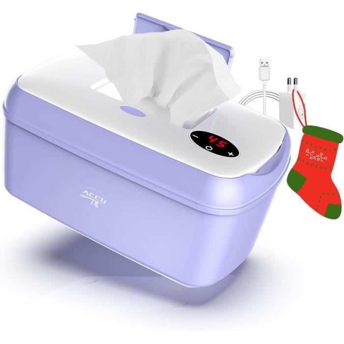 Chauffe Lingettes Bébé Électrique – Baby Wipes Warmer Avec Adaptateur – Température Réglable 45-55°C