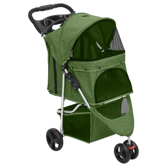 Vidaxl Poussette pour chien pliante Vert 80x46x98 cm Tissu Oxford 172198