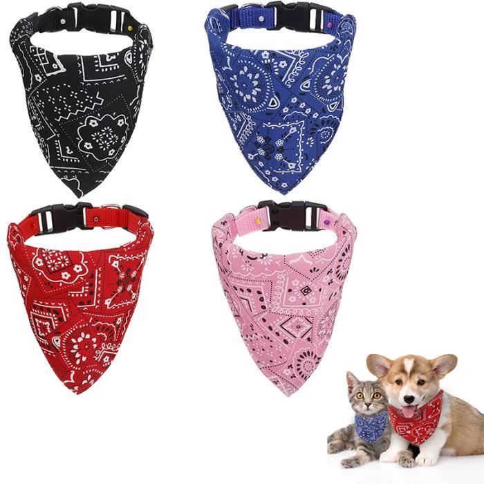 Meilleurs prix pour Lot de 4 Bandanas pour Chien,WOVTE Chiens de Bandana Ajustable Foulard Triangle Bavoirs Chien Accessoires pour Animaux