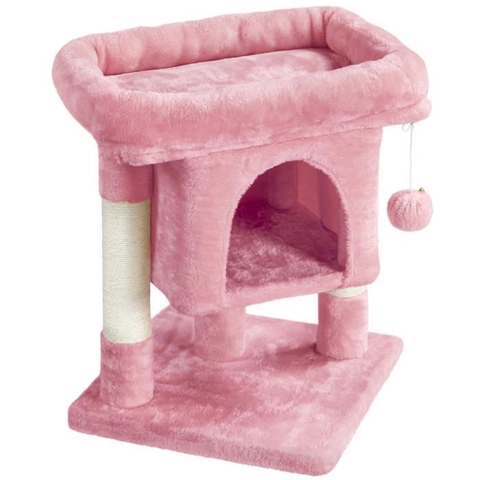 Comparer les prix de Arbre à Chat - YAHEETECH - Design avec Niche et Plate-forme - Rose - Pour Chat Petit - Hauteur 59cm