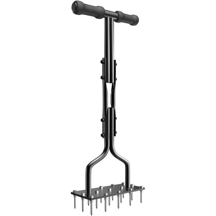 Aérateur Gazon Manuel EEIEER - 3 Dents Acier Inox, Bac Récupération & Outils Jardin
