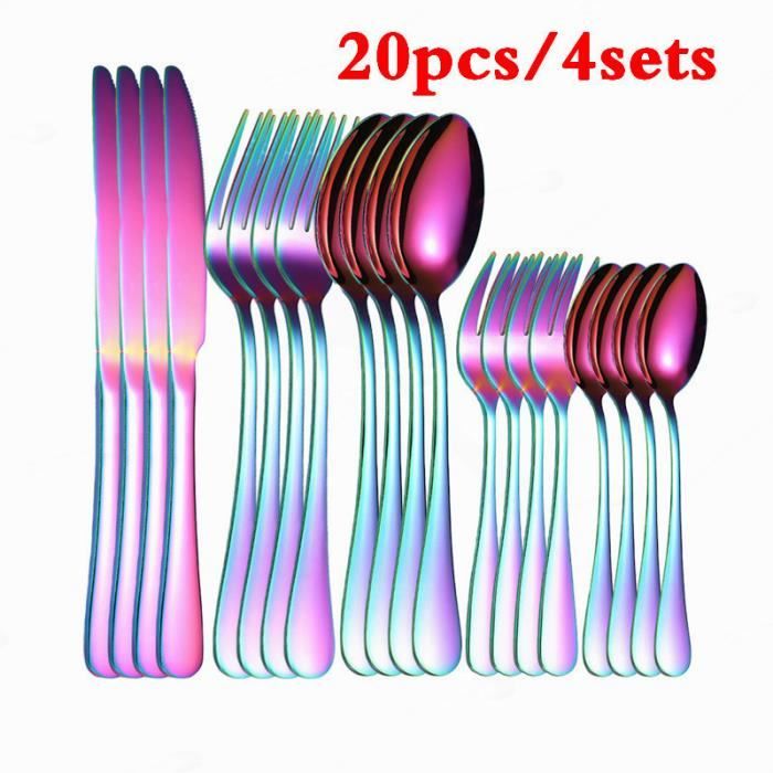 Ensemble De Couverts En Acier Inoxydable 4 Pcs/Ensemble Noël Mat Or Avec Couteaux Cuillères Et Fourchettes Finition Satin Poli Lavable Au Lave- Vaisselle