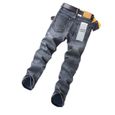 FUNMOON Jeans Hommes Élasticité Droit Business Casual Haut De Gamme Slim-1