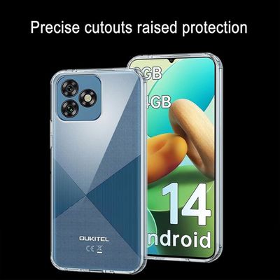 Tsinwe Coque Pour Oukitel C25 + 2 Pcs Verre Trempé, Verre Trempé Protection écran & Souple Silicone TPU Housse Case Cover Étui Transparent