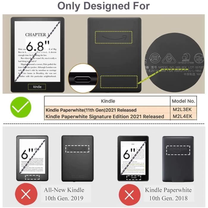 Étui pour Kindle Paperwhite 6,8 Pouces 11eme génération 2021 et Kindle  Paperwhite Signature Edition E-ReaderCoque de Protecti [313]