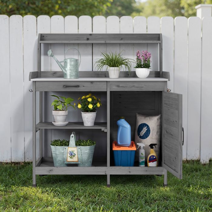 Table Rempotage Jardin Table De Jardin Et Rangement Tectake - Plan De Travail Galvanisé, Abri Bois Pour Outils, Plantes Et BBQ - 98x48x95 Cm Table Travail Galvanisée Table Rempotage Jardin Table De Jardin Et Rangement Tectake - Plan De Travail Galvanisé, Abri Bois Pour Outils, Plantes Et BBQ - 98x48x95 Cm Table Travail Galvanisée