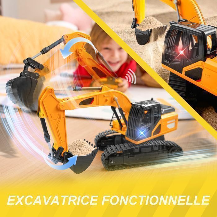 6 canaux - Pelleteuse électrique télécommandée en alliage, voiture