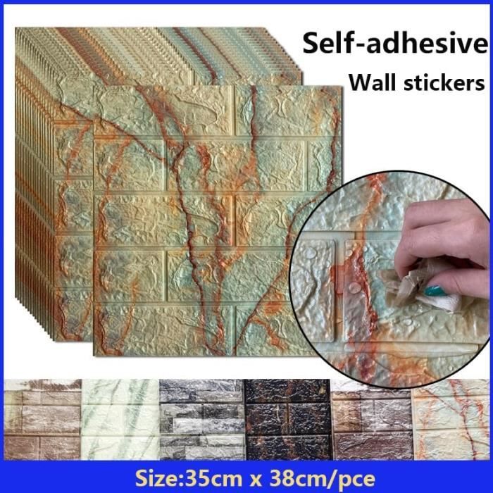 Papier Peint Autocollant Mural 3D – Panneau Mousse XPE 35x35 Cm (lot, Neuf)