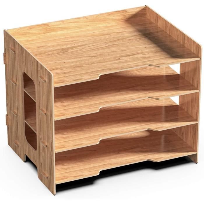 Organisateur de bureau en bois, trieur en bois classement papier rangement  pour fichier, magazine et document - 34x27x27 cm - Cdiscount Maison