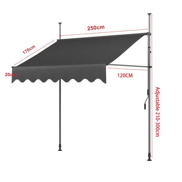 Store De Terrasse Tubiaz 350x300cm - Auvent Manuel Avec Manivelle | Aluminium & Polyester Gris