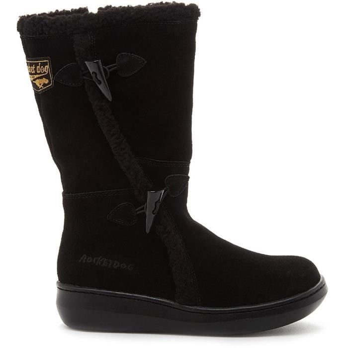 Bottes SLOPE Rocket Dog Femme Cuir Noir Doublures en fausse peau de mouton