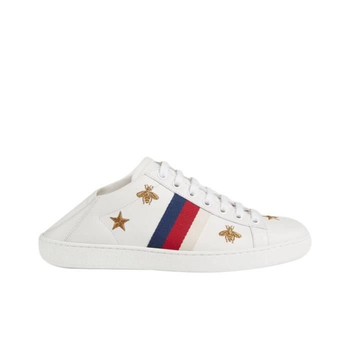 Basket Guccis Abeille Femme Homme Chaussure Sneakers Blanche