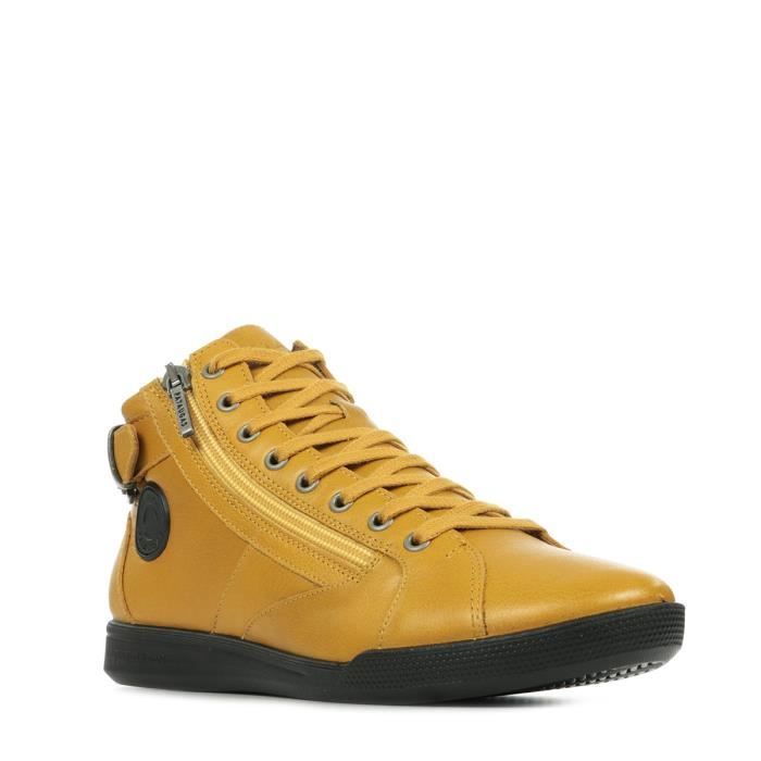 Basket montante PATAUGAS Palme Cuir ocre Fermeture zip