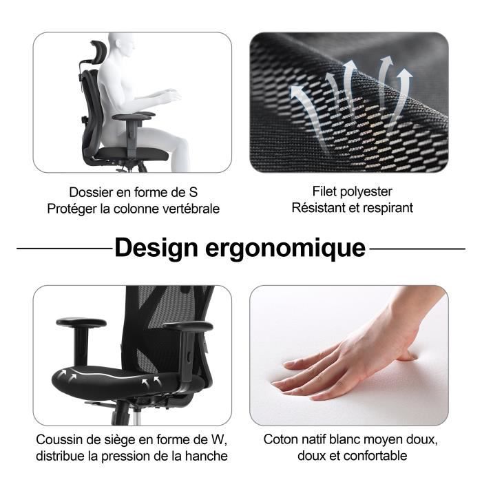 Chaise de bureau à domicile ergonomique SIHOO, Liban