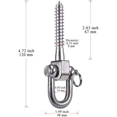 3 Pièces Mousqueton Pivotant M5 360° - Anneau Acier Inox Charge 100kg Pour Balançoires Et Hamacs