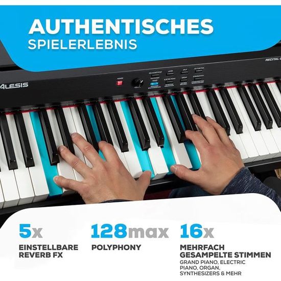 Piano Numérique Alesis Recital Grand 88 Touches - Mécanique Marteau - 16 Sons - Enceintes Intégrées