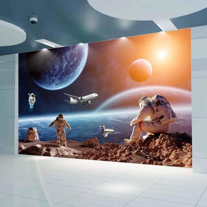 Papier Peint Mural 3D Impression Astronaute NA4404, Pour Mur Ou Plafond. Neuf, Déco Originale Pour Chambre D'enfant Ou Salon. AJ WALL Fay.