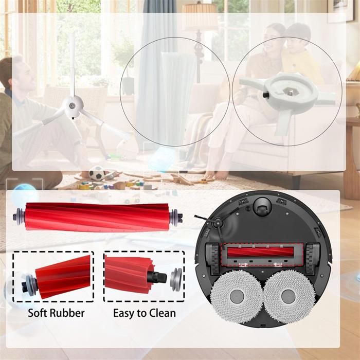 Kit Complet Accessoires Roborock Qrevo S / Qrevo Pro / Qrevo MaxV - Brosse, Filtres HEPA, Serpillères, Sacs Poussière