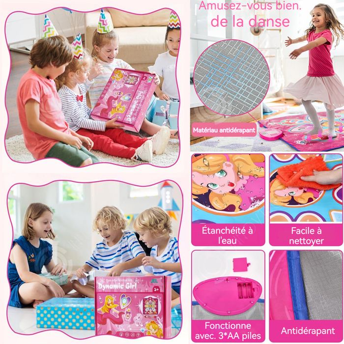 Tapis de danse musicale - Jouets cadeaux pour filles de 3, 4, 5, 6, 7, 8, 9 ans, volume réglable